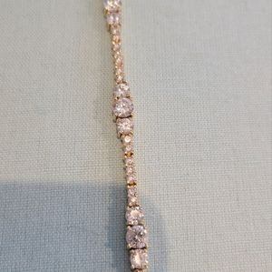 BEAUTIFUL STERLING SILVER AND CZ BRACELET STAMPED WITH SECURED  CLOSER .7.1/2"